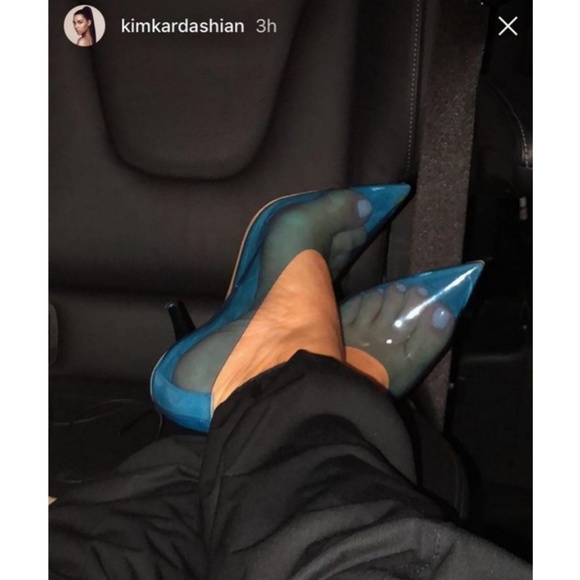 Last Size 10 💙Blue Kardashian Trasparent Heels - Picture 7 of 8